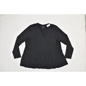 Lane Bryant Shirt Womens 22/24 Black Long Sleeve V Neck Stretch Nursing Top
